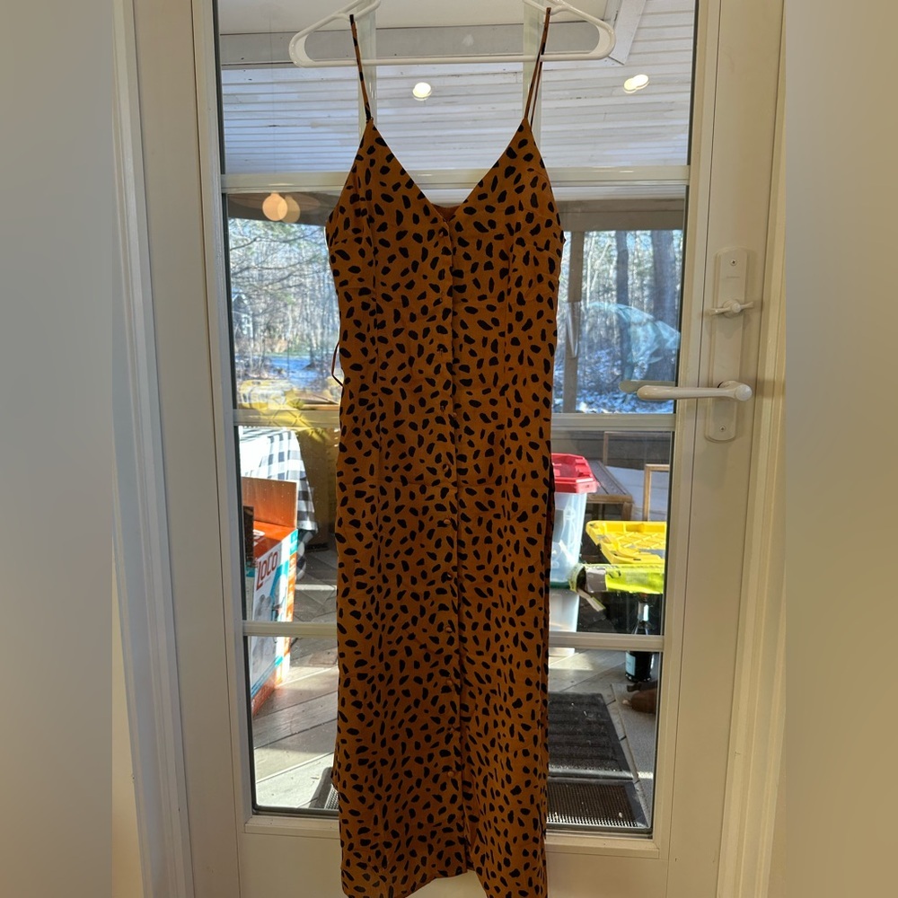 Everly Orange and Black Midi Dress